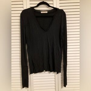 We The Free Black Long Sleeve V-Neck Top